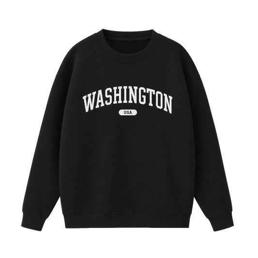 Collection 4 Washington Essential Heavyweight Crewneck Sweatshirt - Black front
