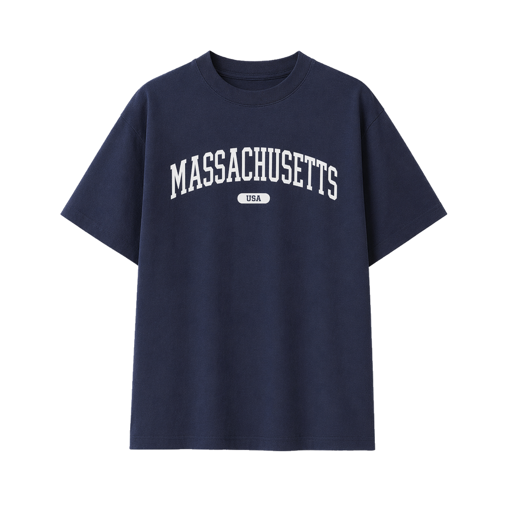 Collection 4 Massachusetts Essential Cotton T-Shirt - Navy Blue front