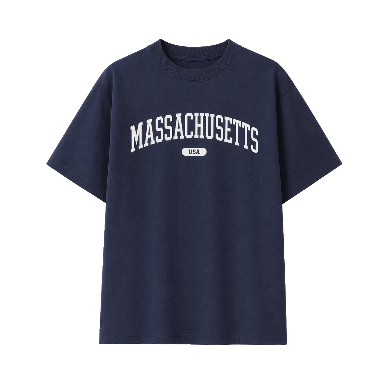 Collection 4 Massachusetts Essential Cotton T-Shirt - Navy Blue front