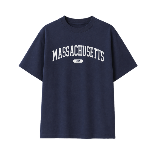Collection 4 Massachusetts Essential Cotton T-Shirt - Navy Blue front