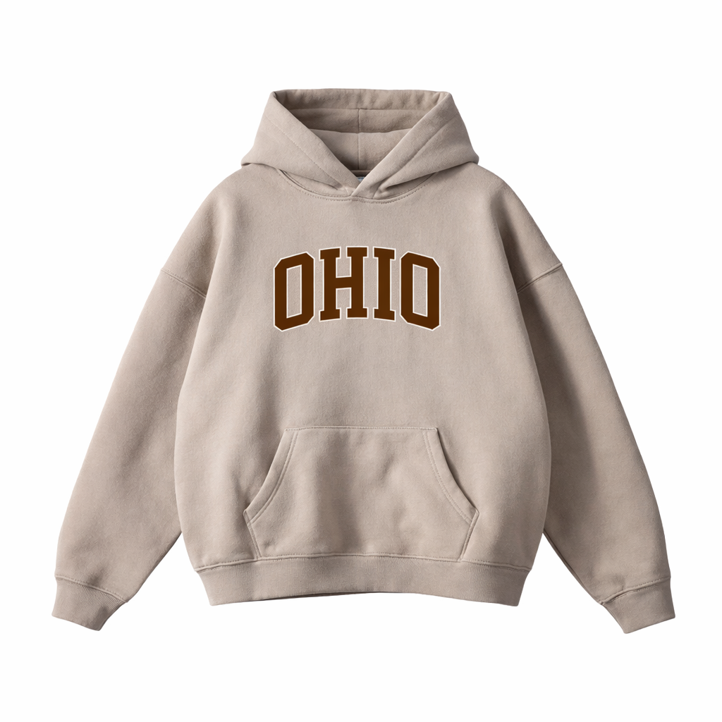 Collection 1 Ohio Oversize Fleeced Hoodie - Gray Apricot front