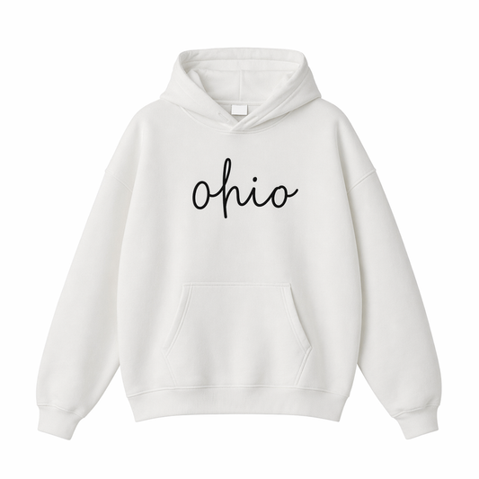 Collection 3 Ohio Oversize Fleeced Hoodie - White front
