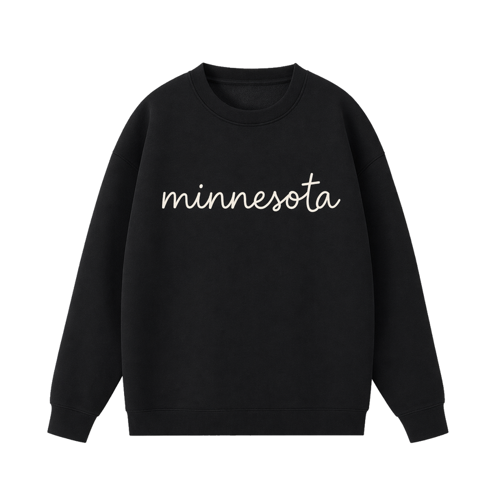 Collection 3 Minnesota Essential Heavyweight Crewneck Sweatshirt - Black front