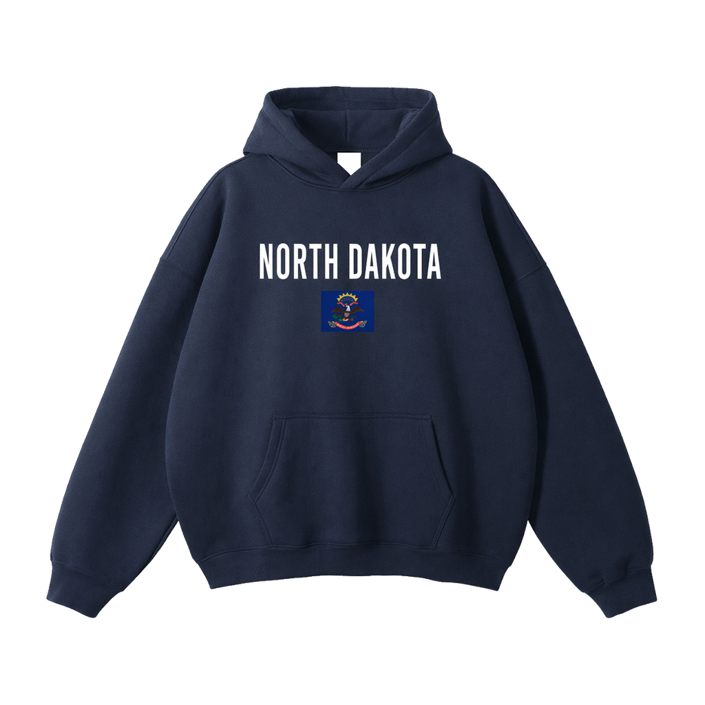 Collection 7 North Dakota Oversize Fleeced Hoodie - Navy Blue front