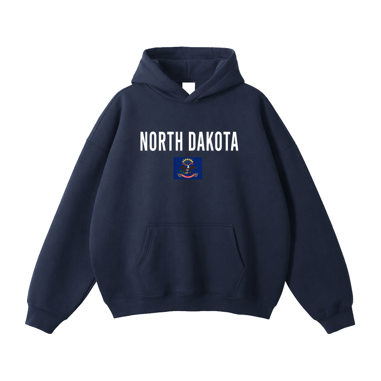 Collection 7 North Dakota Oversize Fleeced Hoodie - Navy Blue front