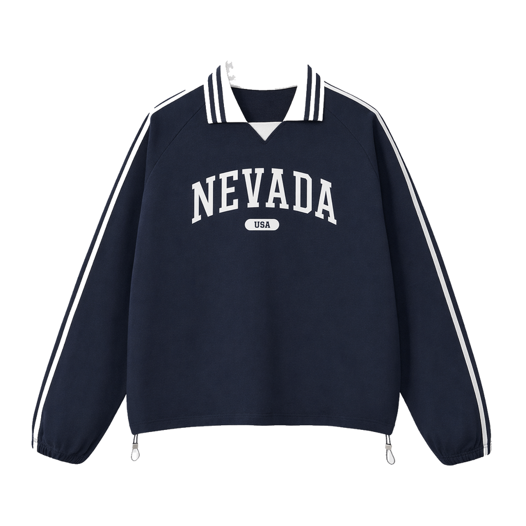 Collection 4 Nevada Contrast Striped Lapel Collar Sweatshirt - Royal Blue front