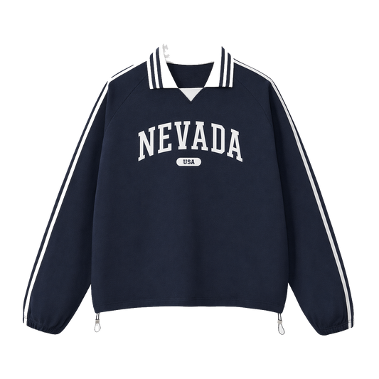 Collection 4 Nevada Contrast Striped Lapel Collar Sweatshirt - Royal Blue front
