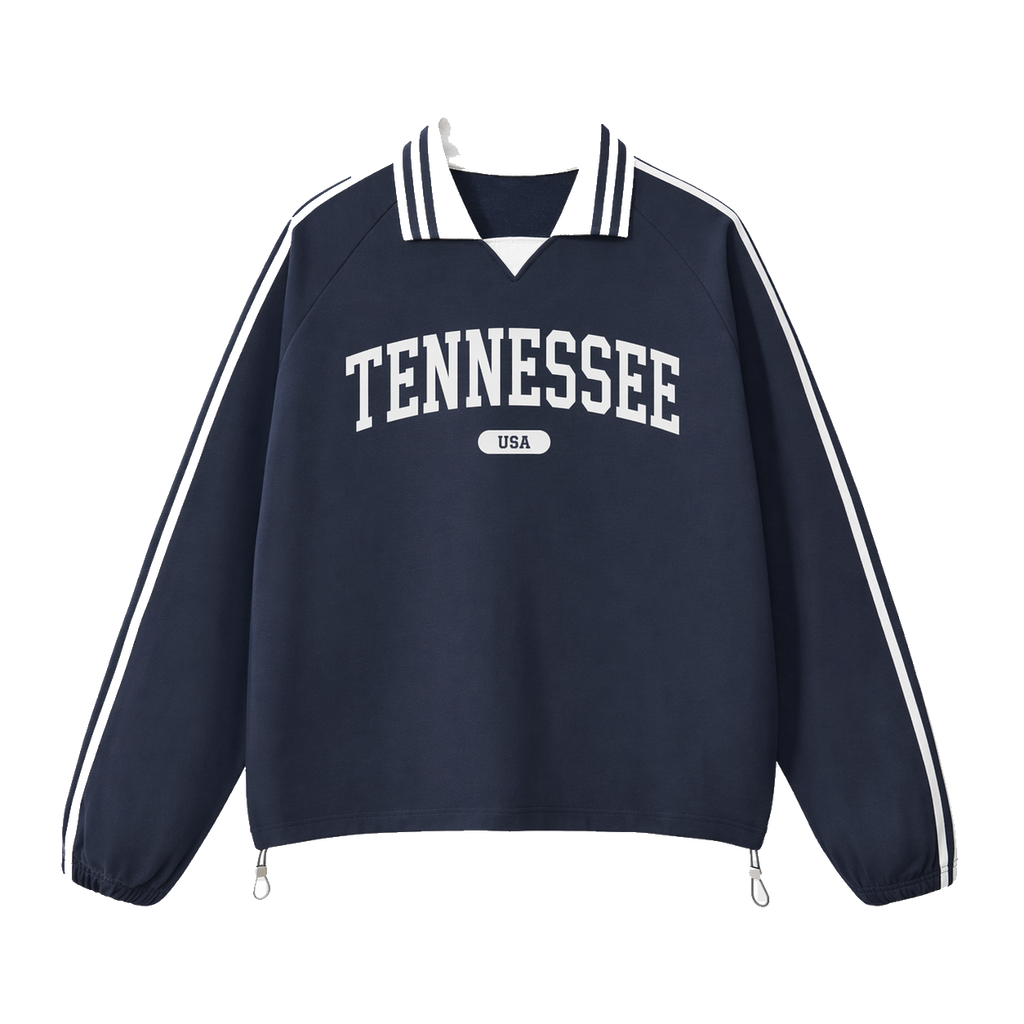 Collection 4 Tennessee Contrast Striped Lapel Collar Sweatshirt - Royal Blue front