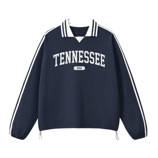 Collection 4 Tennessee Contrast Striped Lapel Collar Sweatshirt - Royal Blue front