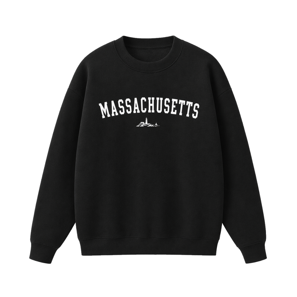 Collection 9 Massachusetts Essential Heavyweight Crewneck Sweatshirt - Black front