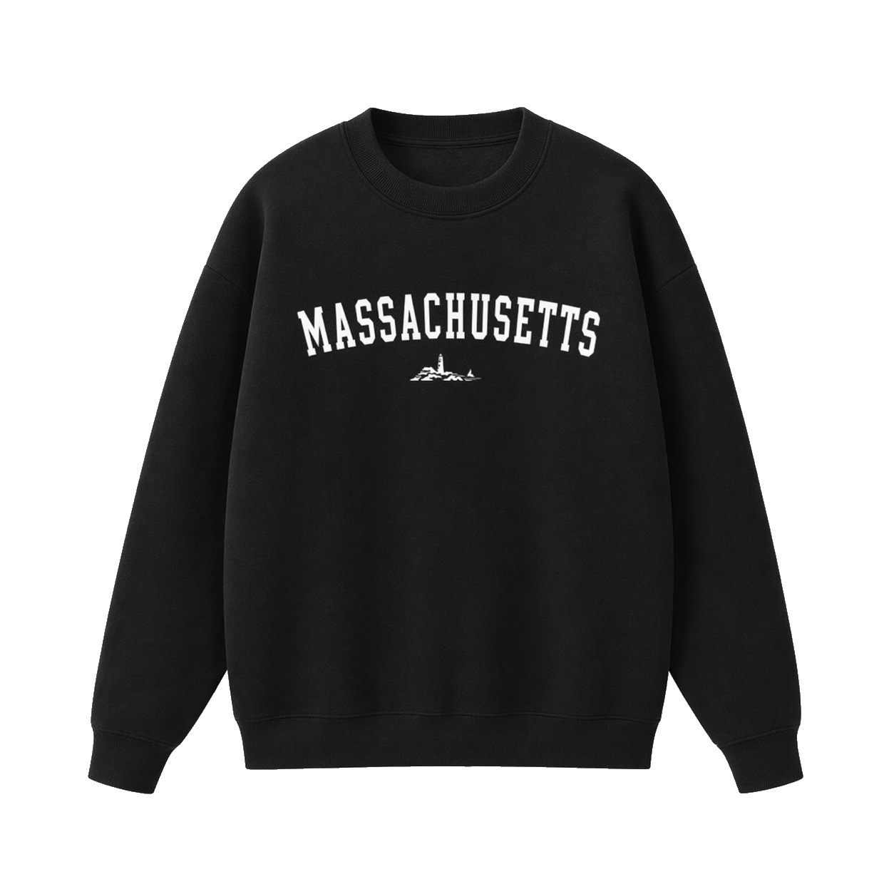 Collection 9 Massachusetts Essential Heavyweight Crewneck Sweatshirt - Black front
