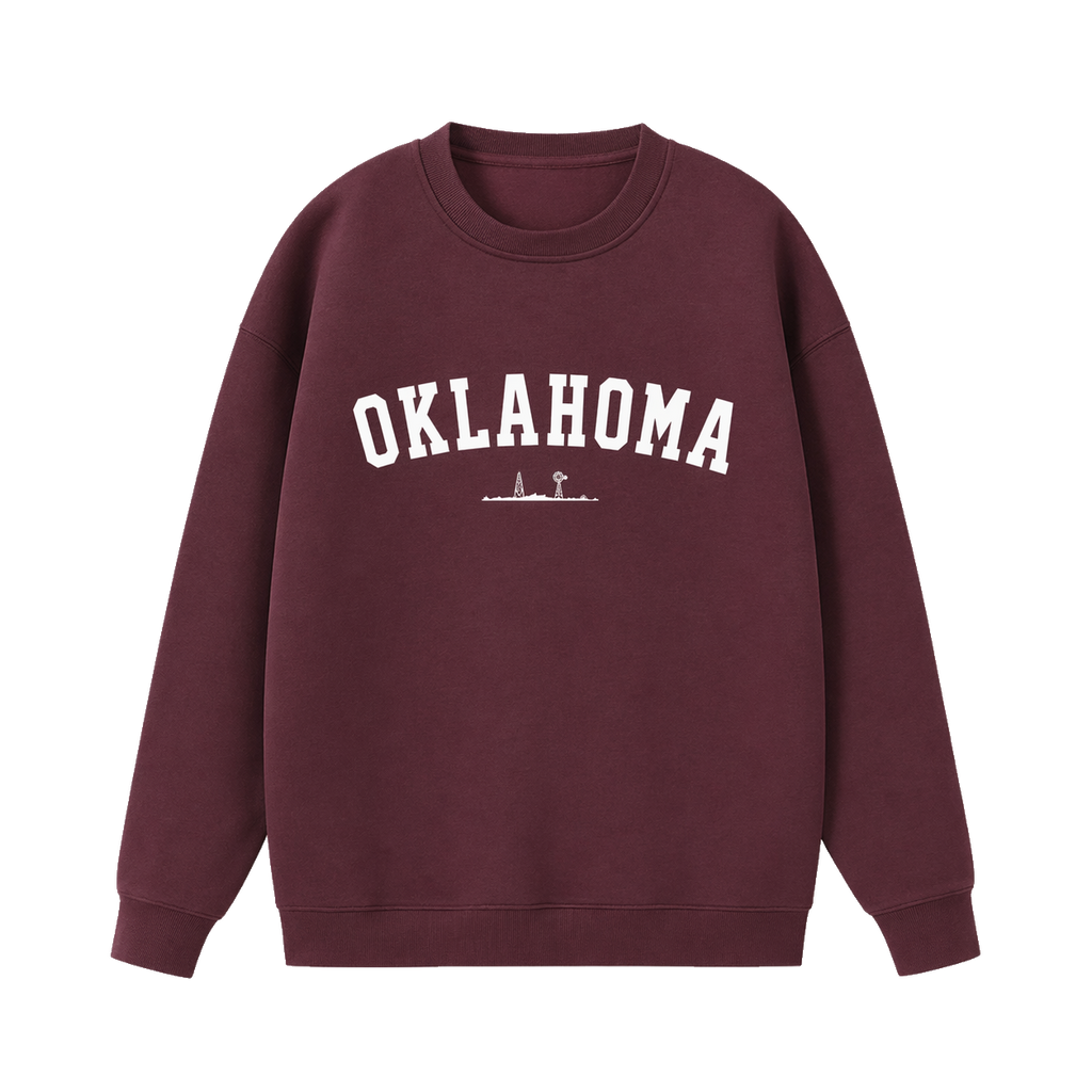 Collection 9 Oklahoma Essential Heavyweight Crewneck Sweatshirt - Dull Red front