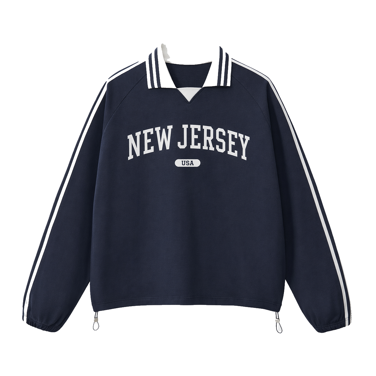 Collection 4 New Jersey Contrast Striped Lapel Collar Sweatshirt - Royal Blue front