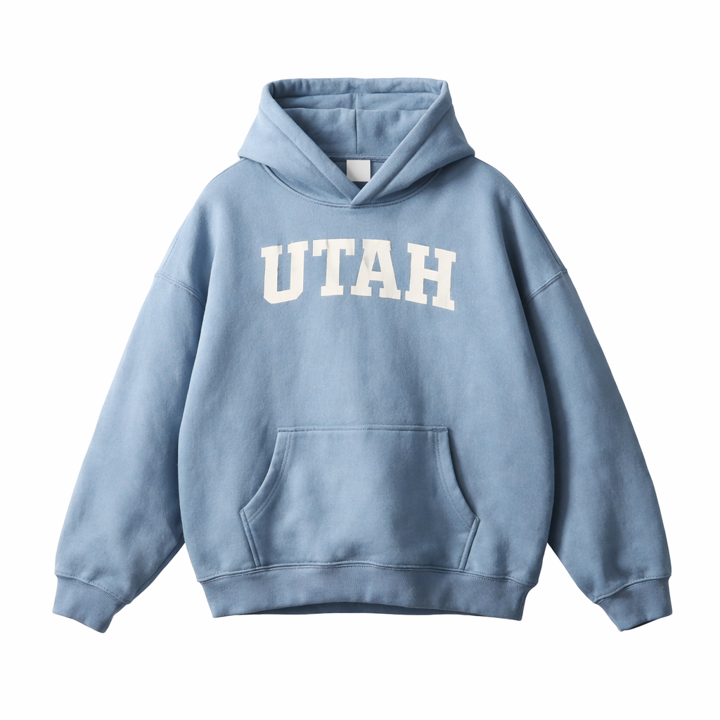 Collection 1 Utah Oversize Fleeced Hoodie - Medium Blue front