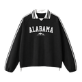 Collection 9 Alabama Contrast Striped Lapel Collar Sweatshirt - Black front