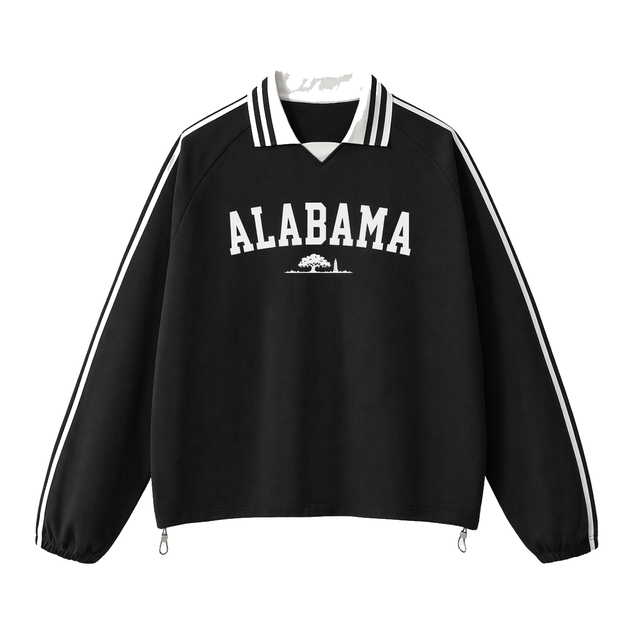 Collection 9 Alabama Contrast Striped Lapel Collar Sweatshirt - Black front