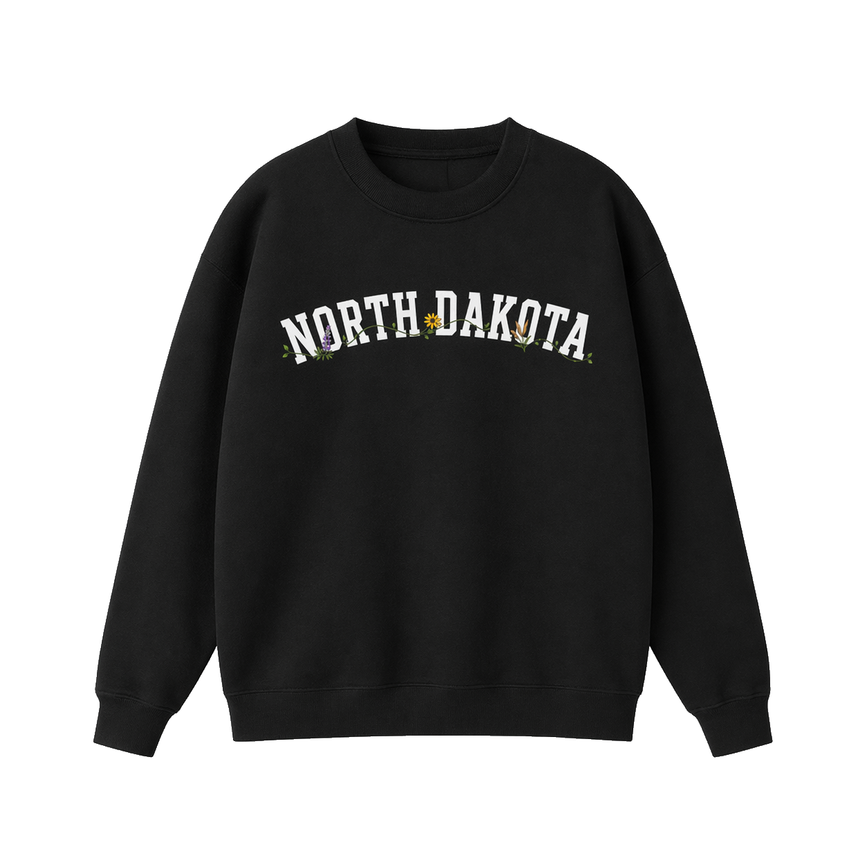 Collection 10 North Dakota Essential Heavyweight Crewneck Sweatshirt - Black front