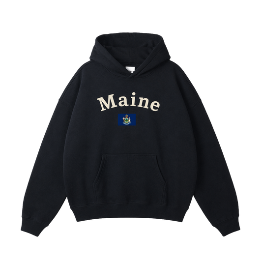 Collection 6 Maine Oversize Fleeced Hoodie - Black front