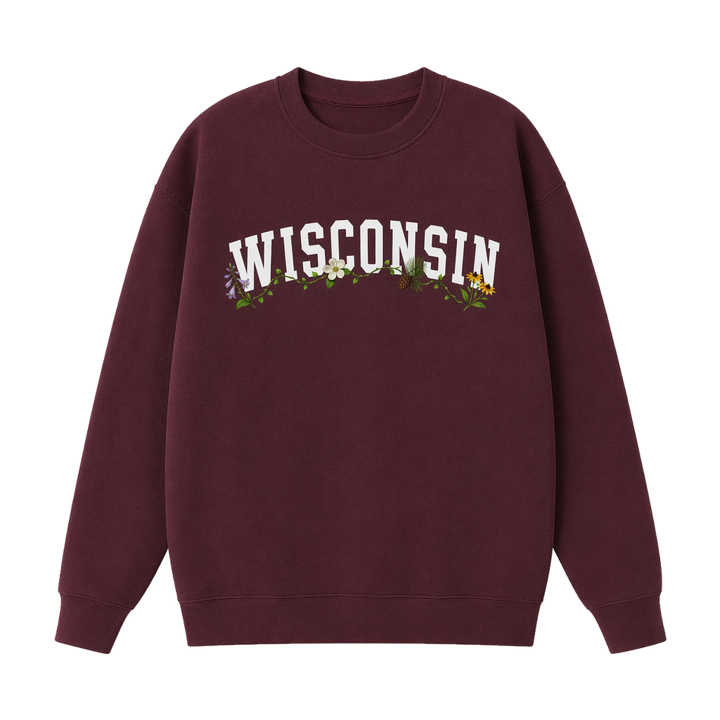 Collection 10 Wisconsin Essential Heavyweight Crewneck Sweatshirt - Dull Red front