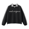 Collection 3 West Virginia Contrast Striped Lapel Collar Sweatshirt - Black front