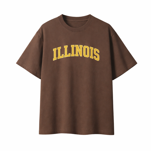 Collection 1 Illinois Essential Cotton T-Shirt - Coffee front