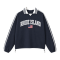 Collection 2 Rhode Island Contrast Striped Lapel Collar Sweatshirt - Royal Blue front