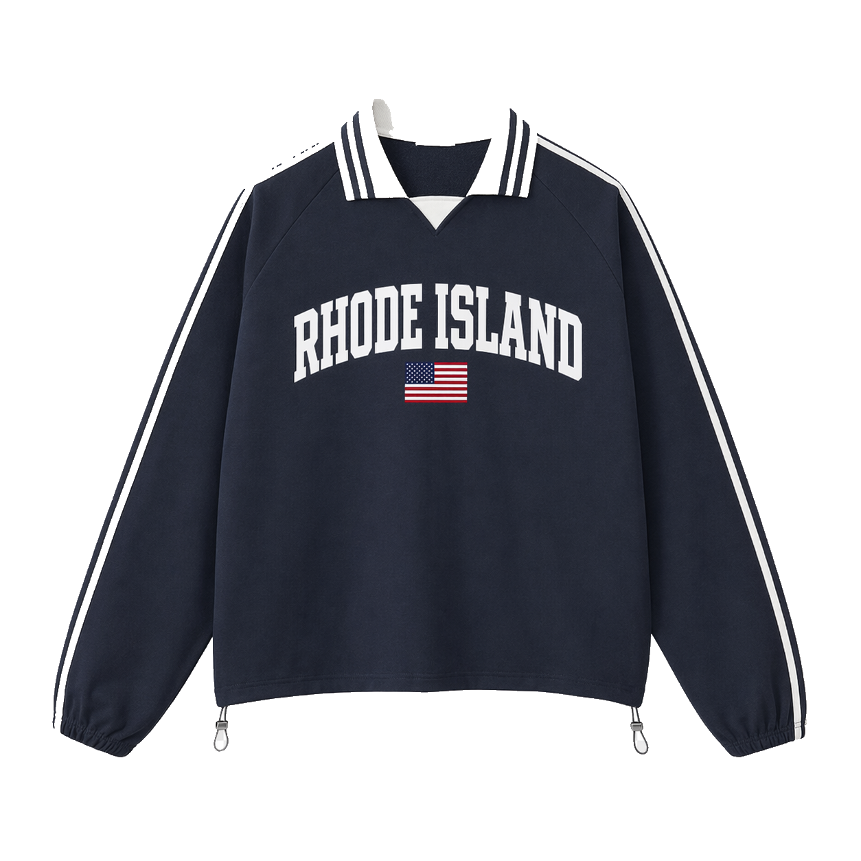 Collection 2 Rhode Island Contrast Striped Lapel Collar Sweatshirt - Royal Blue front