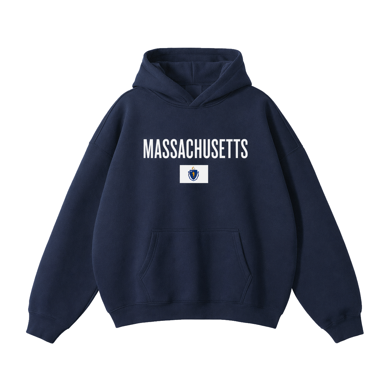Collection 7 Massachusetts Oversize Fleeced Hoodie - Navy Blue front