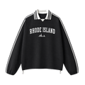 Collection 9 Rhode Island Contrast Striped Lapel Collar Sweatshirt - Black front