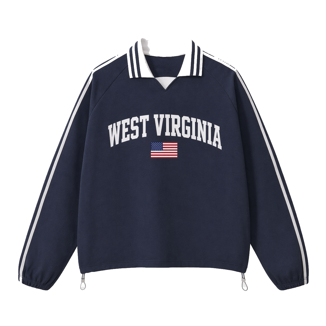 Collection 2 West Virginia Contrast Striped Lapel Collar Sweatshirt - Royal Blue front