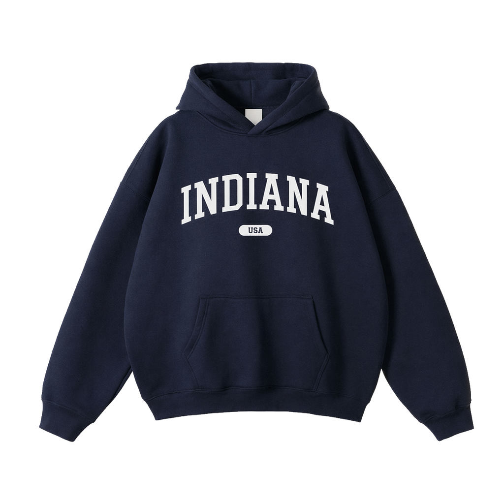 Collection 4 Indiana Oversize Fleeced Hoodie - Navy Blue front