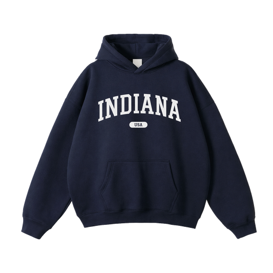Collection 4 Indiana Oversize Fleeced Hoodie - Navy Blue front