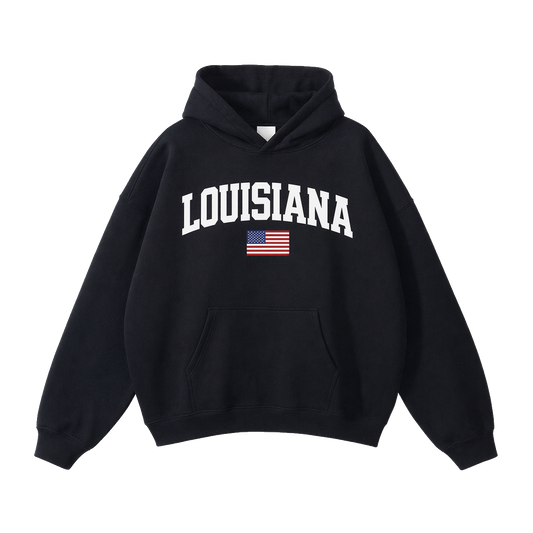 Collection 2 Louisiana Oversize Fleeced Hoodie - Black front
