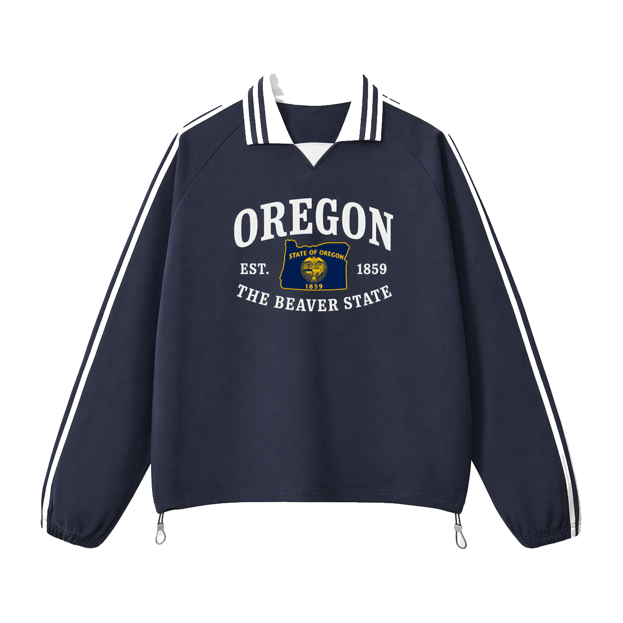 Collection 8 Oregon Contrast Striped Lapel Collar Sweatshirt - Royal Blue front