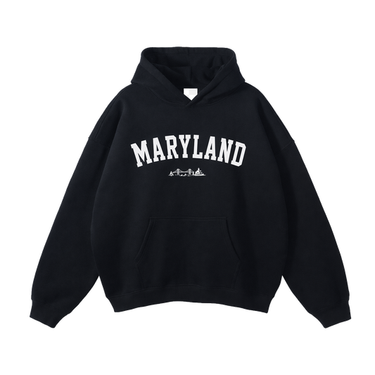 Collection 9 Maryland Oversize Fleeced Hoodie - Black front