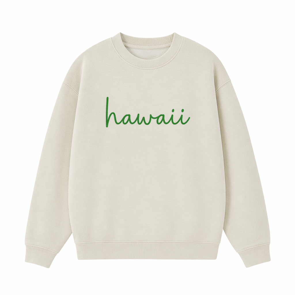Collection 3 Hawaii Essential Heavyweight Crewneck Sweatshirt - Cream front