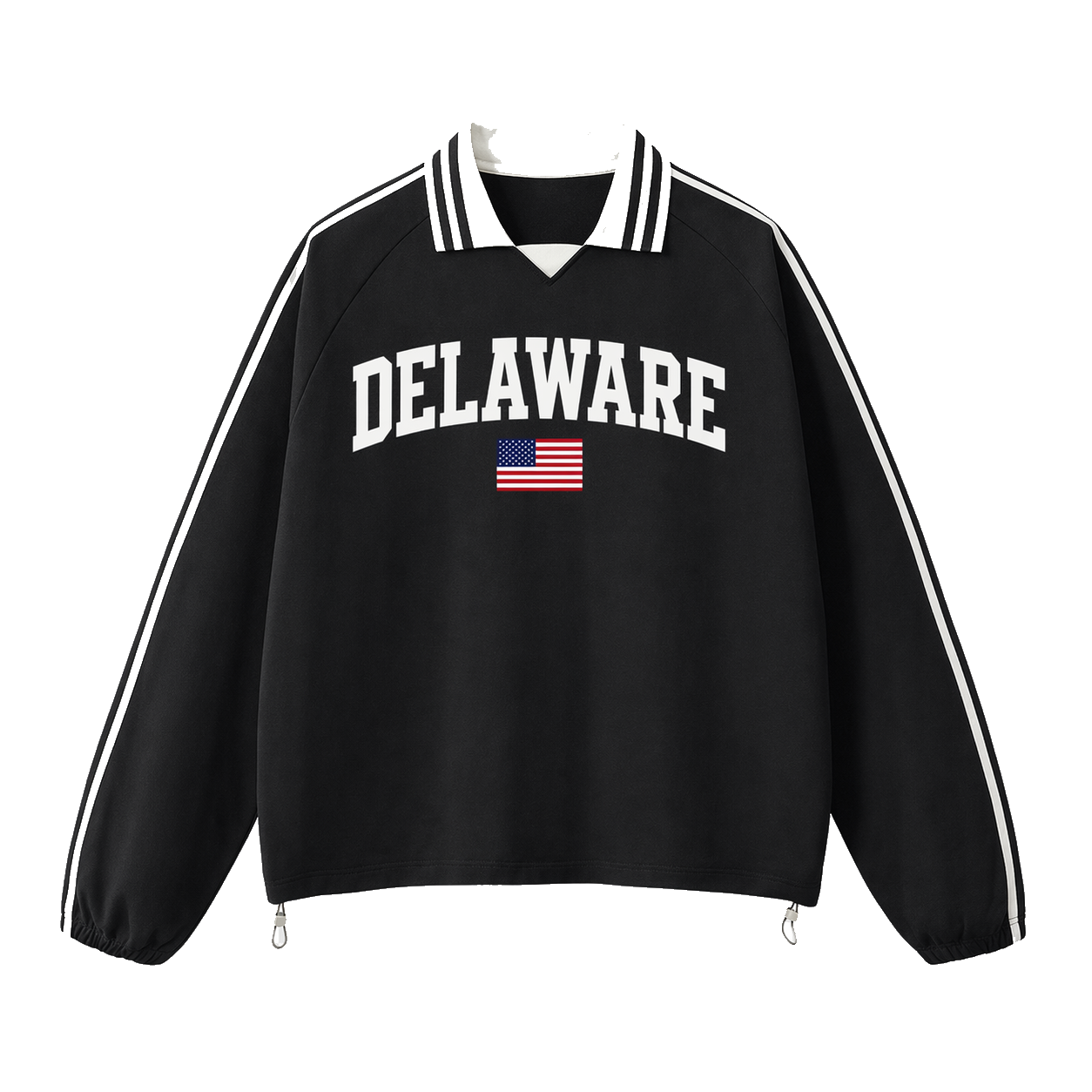 Collection 2 Delaware Contrast Striped Lapel Collar Sweatshirt - Black front