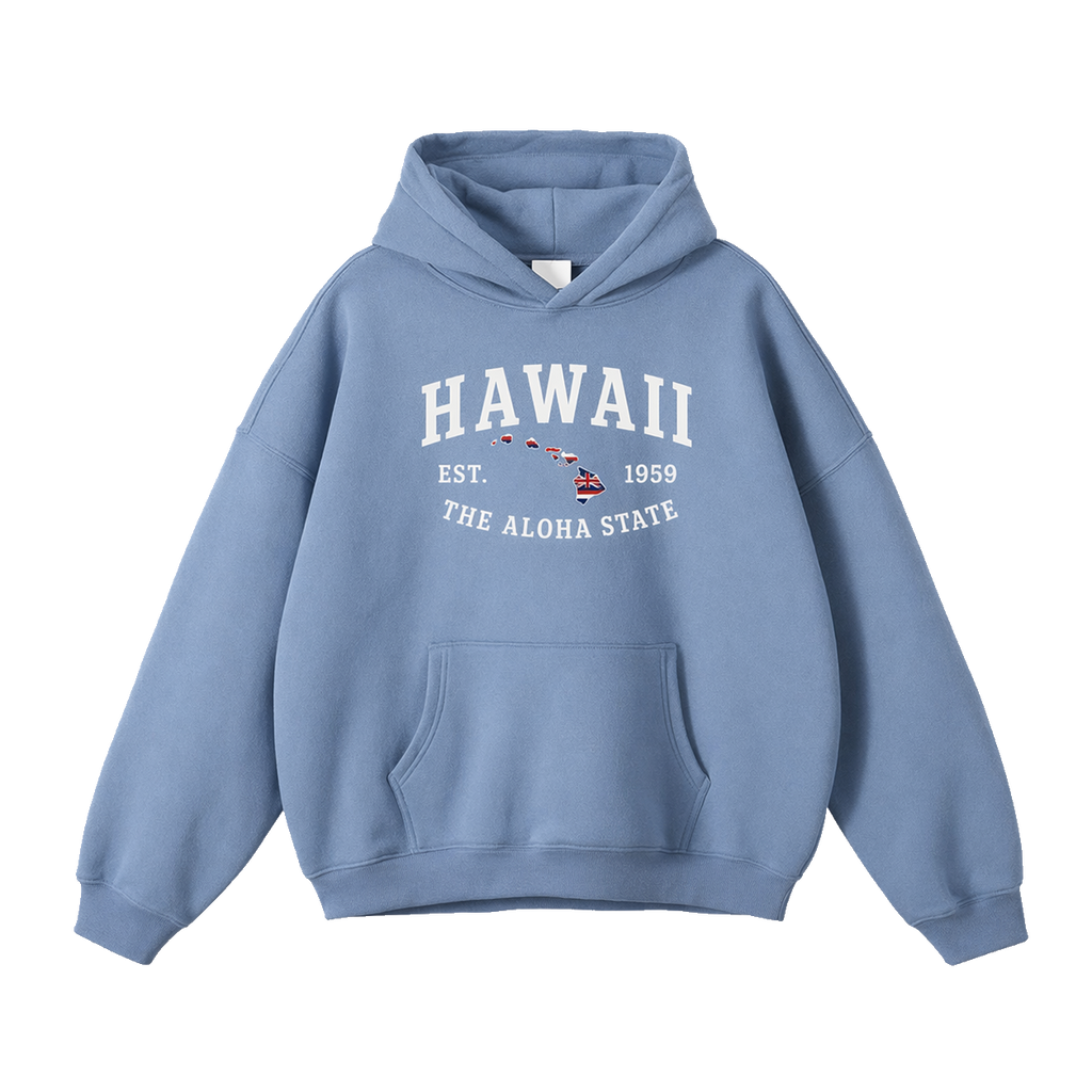 Collection 8 Hawaii Oversize Fleeced Hoodie - Medium Blue front