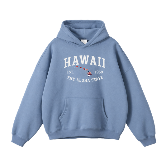 Collection 8 Hawaii Oversize Fleeced Hoodie - Medium Blue front