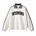 Collection 1 Wyoming Contrast Striped Lapel Collar Sweatshirt - White front