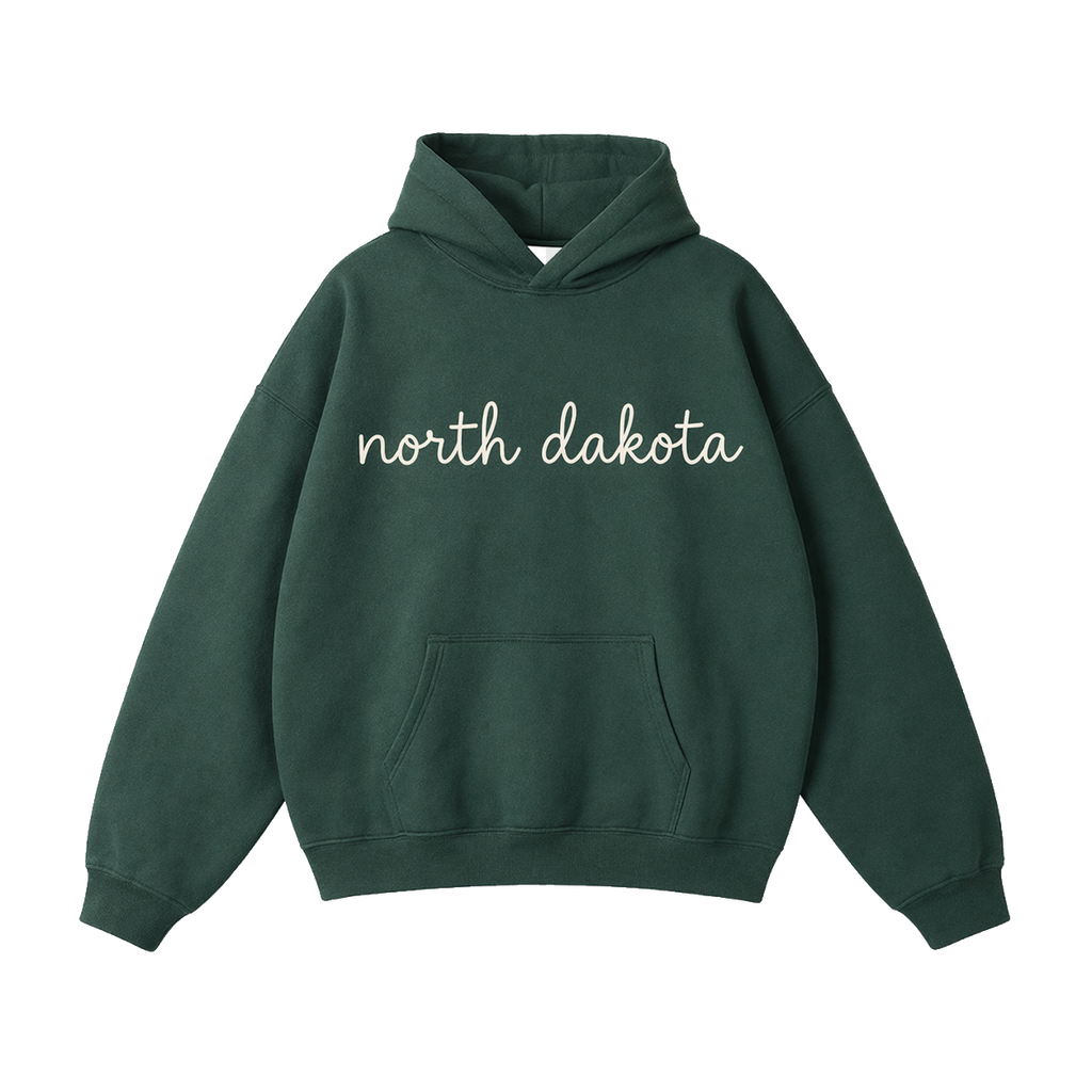 Collection 3 North Dakota Oversize Fleeced Hoodie - Eden Green front