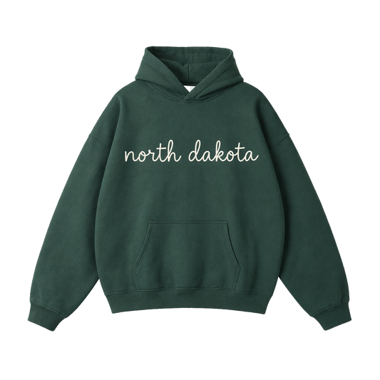 Collection 3 North Dakota Oversize Fleeced Hoodie - Eden Green front
