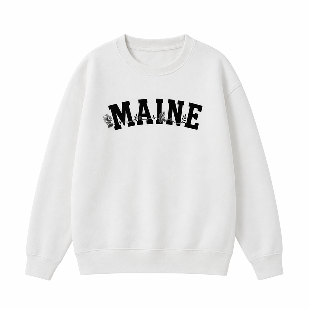 Collection 10 Maine Essential Heavyweight Crewneck Sweatshirt - White front