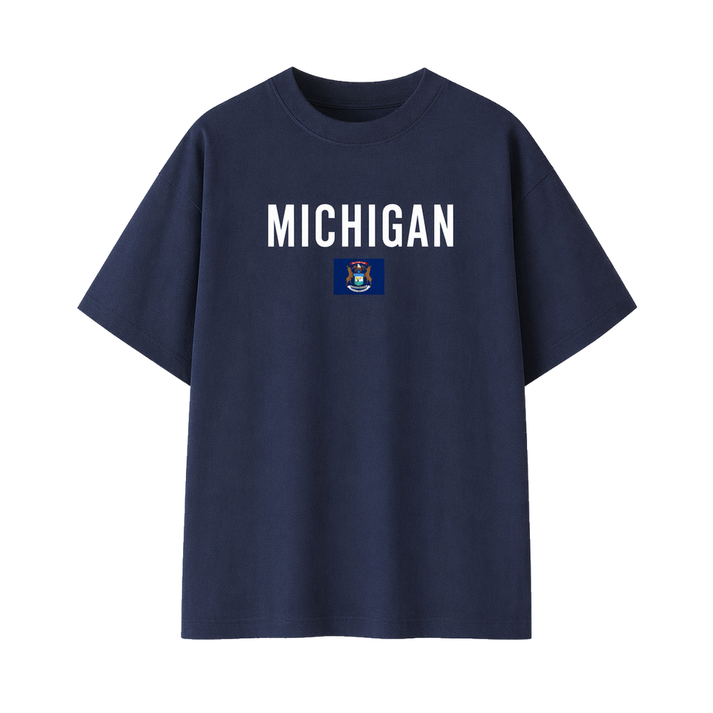 Collection 7 Michigan Essential Cotton T-Shirt - Navy Blue front