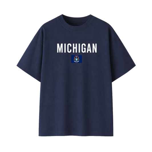 Collection 7 Michigan Essential Cotton T-Shirt - Navy Blue front