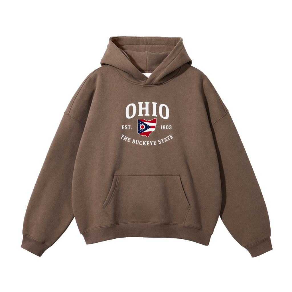 Collection 8 Ohio Oversize Fleeced Hoodie - Brown front