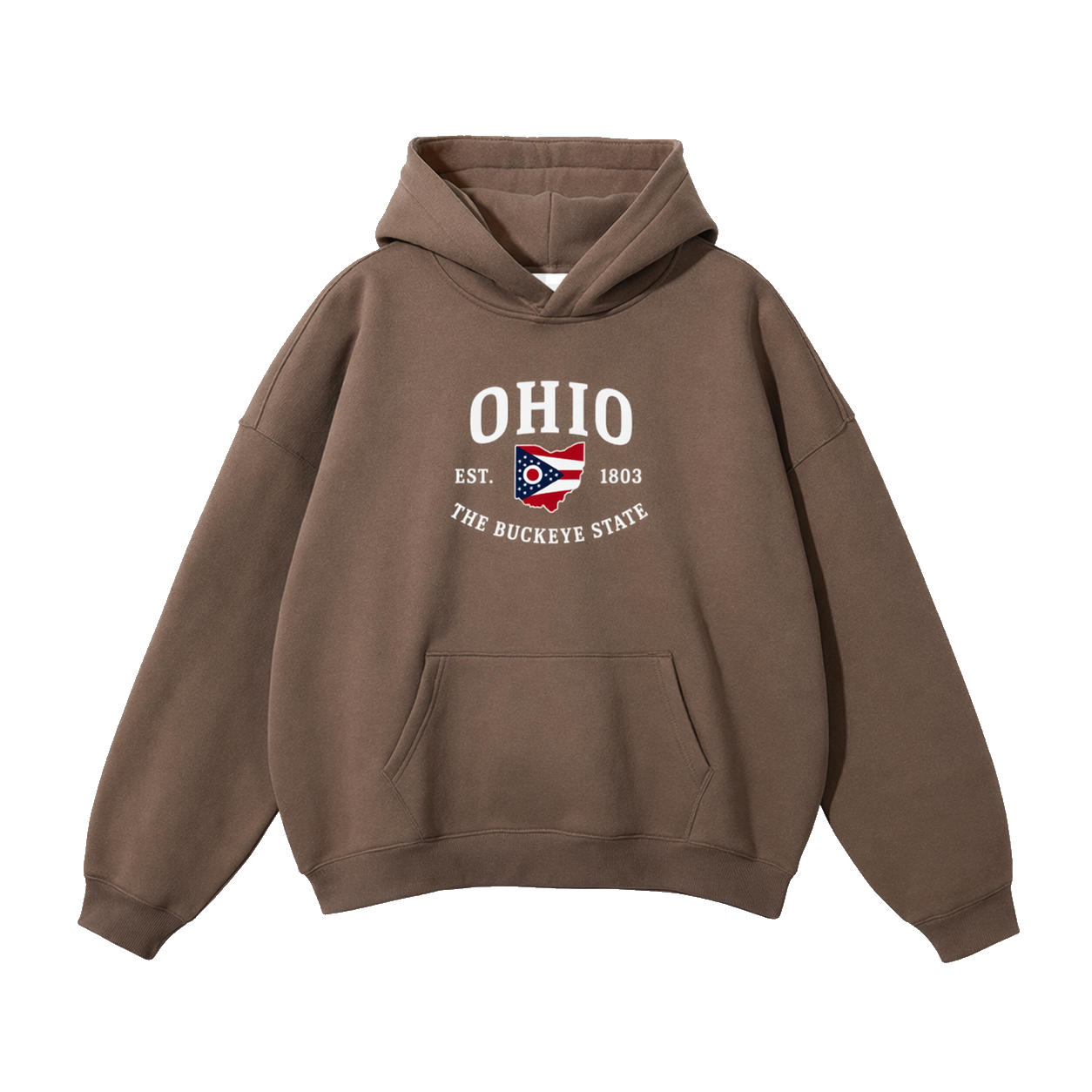 Collection 8 Ohio Oversize Fleeced Hoodie - Brown front
