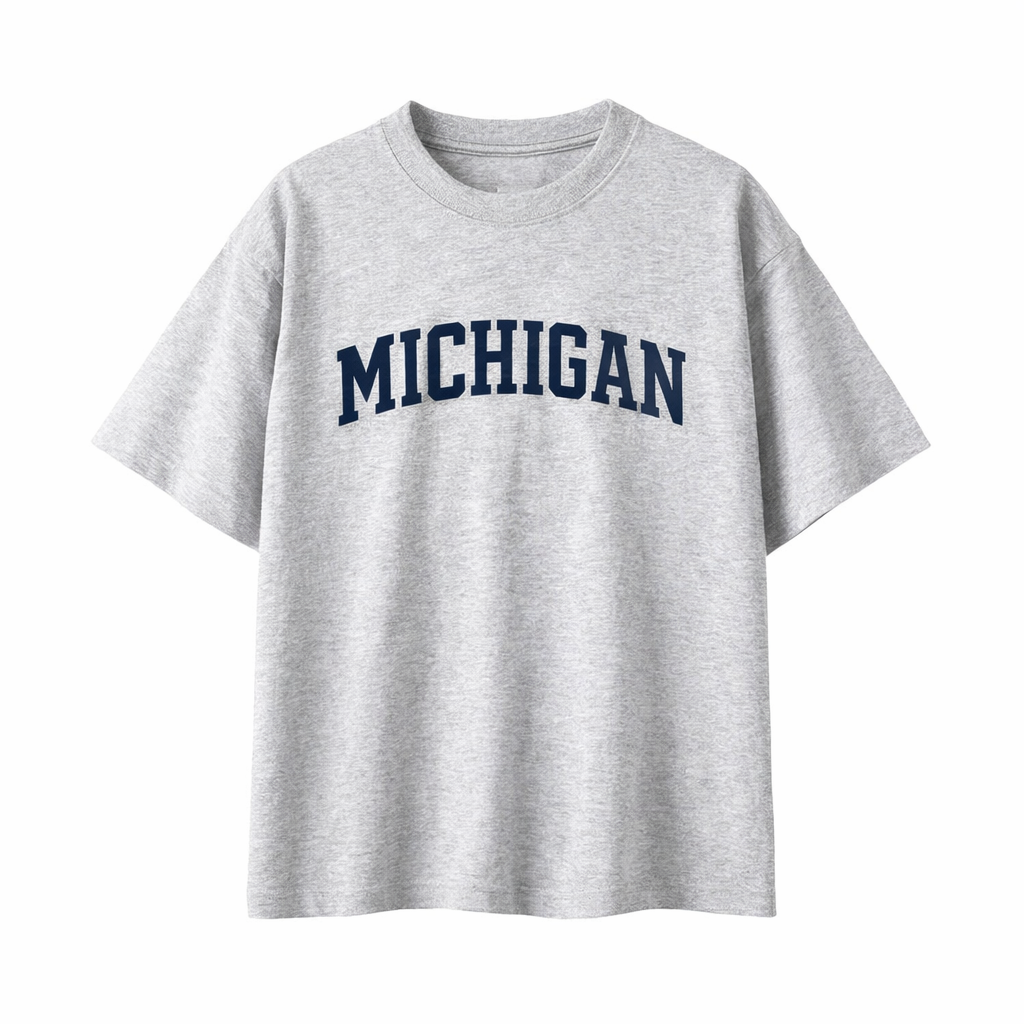 Collection 1 Michigan Essential Cotton T-Shirt - White Gray front