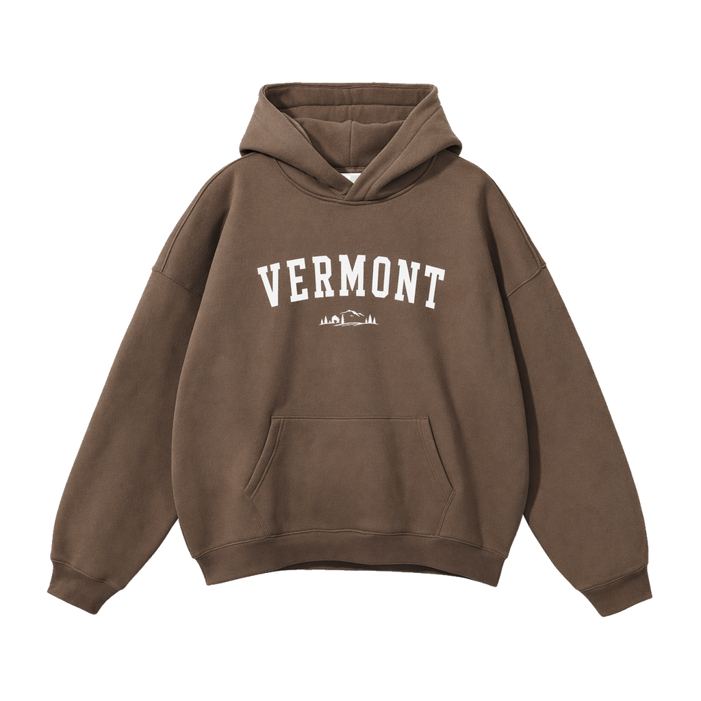 Collection 9 Vermont Oversize Fleeced Hoodie - Brown front