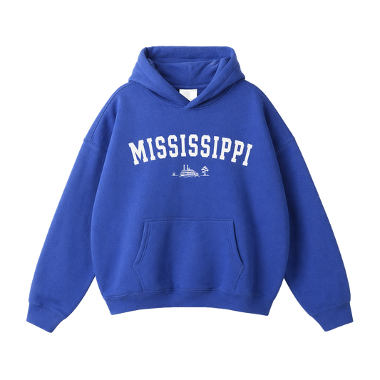 Collection 9 Mississippi Oversize Fleeced Hoodie - Klein Blue front